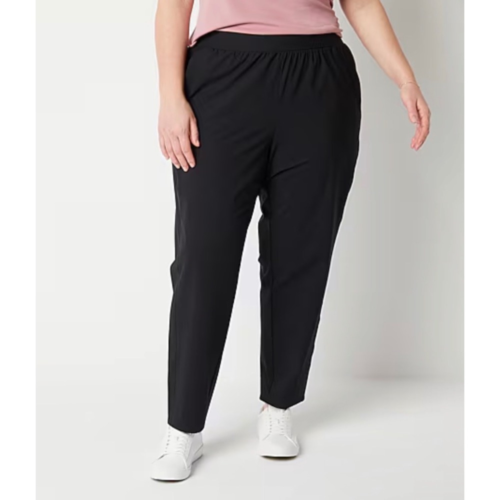 Stylus Womens Black Jogger Pants High Stretch Elastic Waist Athletic 2X NWT